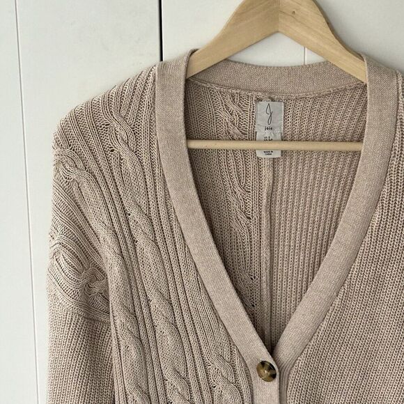 Joie Cardigan Sweater Size Small Cable Knit Oatmeal Cotton Tunic Classic Preppy - Picture 3 of 6